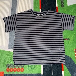 Zara Kids Black and Gray Striped Tee
